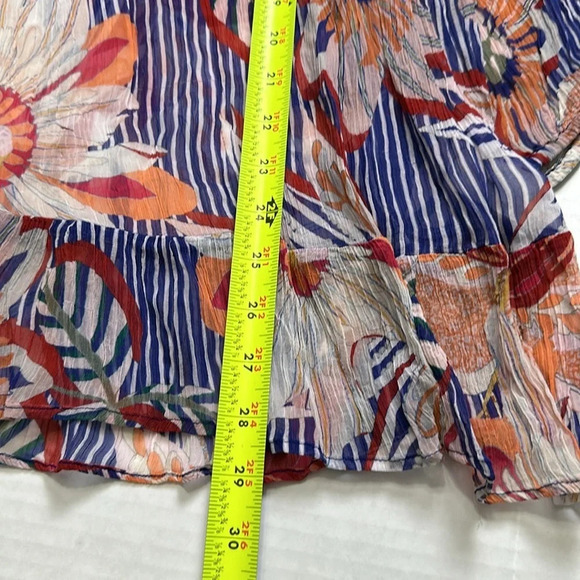 Soft Surroundings Tory Tunic Boho Floral Stripe Sheer Top Womens Size Medium - Picture 8 of 9